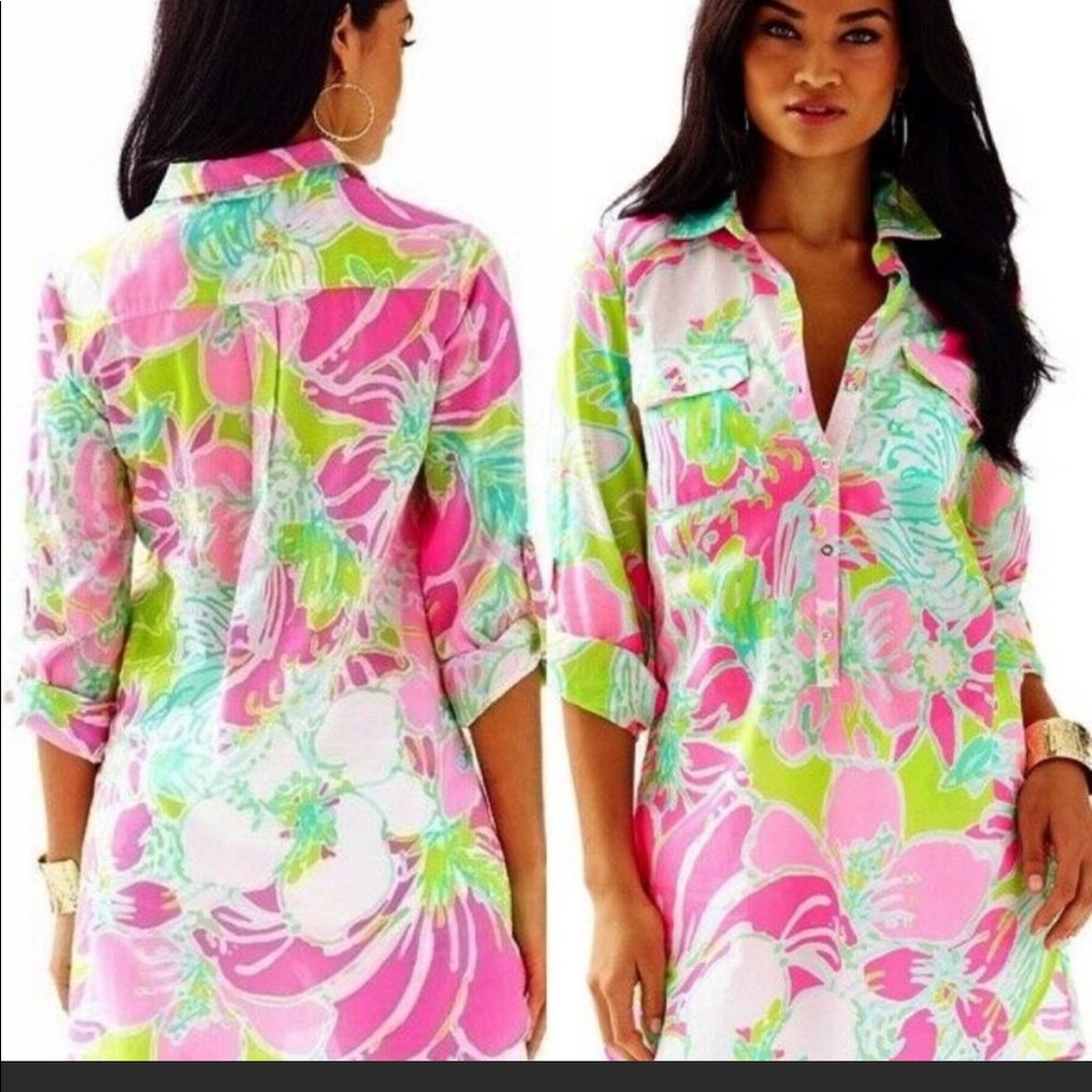 FAB Lilly Pulitzer Captiva Tunic Flamingo Pink M